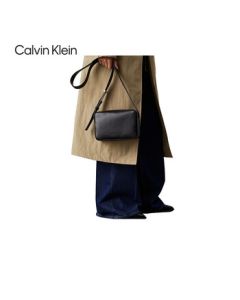 Calvin Klein CK Women's Bag Luxury Embossed Logo Zip Crossbody Shoulder Handbag K60K612555 Black Mother's Day Gift
