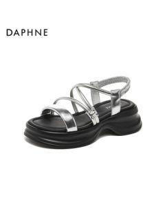 DAPHNE Women's Sandals Thick-Soled Roman Style Simple Beach Sandals Silver 36