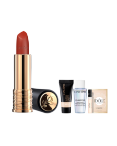 Lancôme 196 Matte Lipstick Classic Vermilion Orange Makeup Brightening Gift Set, Birthday Present for Girlfriend