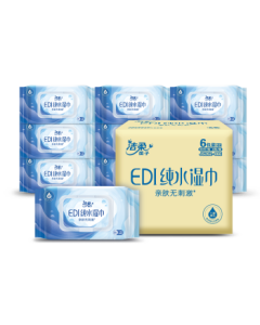 Jierou EDI Pure Water Wipes 80 Sheets * 6 Packs, Gentle Skin Wipes for Babies, Non-Sticky, Alcohol-Free, 200*150mm