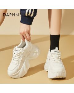 Daphne Dad Shoes Women's Shoes 2025 Spring & Autumn New Lightweight Casual Shoes Thick-Soled Height-Increasing Sneakers for Women - Beige, Size 36