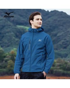 MIZUNO Men's Outdoor Cotton Jacket Long Sleeve Hooded Comfortable Windproof Warm Coat Navy Blue L