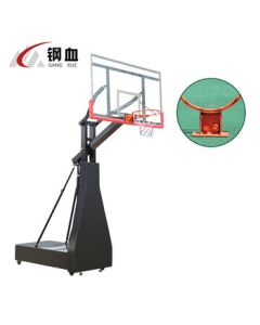 Steel Blood Mobile Basketball Hoop - Outdoor Portable Basketball Stand for Adults with Adjustable Height, Flat Base Black [Black] 1.8*1.05