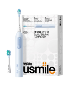 usmile Smile Plus Electric Toothbrush - Cushioned Cleaning Brush Head P10 Iris Blue, 365-Day Battery Life, Perfect Wedding Couple Birthday Gift for Boyfriend/Girlfriend, Mid-Autumn Festival Gift