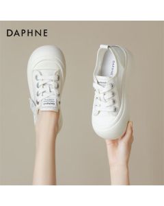 DAPHNE Women's Canvas Shoes Thick Sole Height-Increasing Mesh Breathable Student Casual Shoes 4023101489 Beige 36