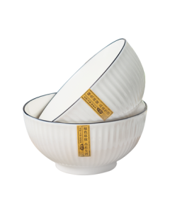 Haoya Jingdezhen Ceramic Rice Bowl Soup Bowl Large Bowl Minimalist Underglaze Ink Elegant Noodle Bowl 6 Inch 2-Pack