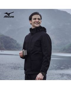 Mizuno Men's Outdoor Jacket Spring Autumn Multi-Pocket Workwear Coat Black 3XL