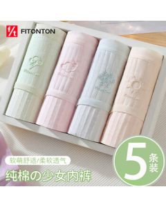 FitonTon 5-Pack Women's Panties Pure Cotton Gusset Anti-Bacterial Mid-Rise Panty Teen Weather Cloud Series L