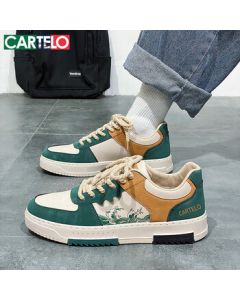 CARTELO Men's Shoes Autumn 2025 Casual Sneakers Trendy Men's Low-Top Sports Shoes Beige Green Size 42
