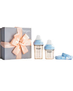 HEGEN Baby Bottle Set 0-6 Months Newborn PPSU 150ml + 240ml + Storage Caps*2 Blue Small Gift Box