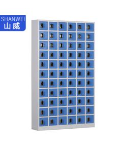 Shanwei Customized Steel Storage Cabinet 66-Door Smart Card-Enabled Locker with Coding System in Blue