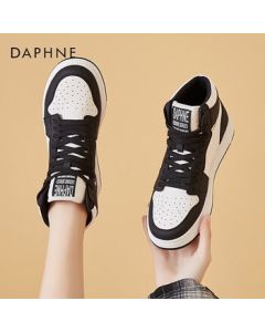 Daphne Women's Casual Shoes Thick-Soled Breathable High-Top Sneakers Sports Running Shoes Black (High-Top Single Lining) Size 38