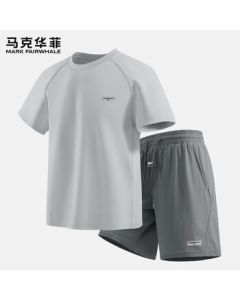 Mark Fairwhale Men's Sportswear Set Summer Ice Silk Quick-Dry Short Sleeve High-End 2025 New Men's Shorts Two-Piece Set