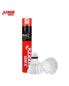 DHS Double Happiness Badminton Shuttlecock Goose Feather 12-Pack New Concept Three-Section Durable Training & Competition Shuttlecock TR412