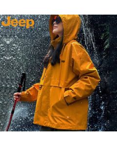 JEEP Men's Windproof Mountain Jacket, Breathable and Comfortable Versatile Hooded Coat for Spring and Autumn - Sunflower M