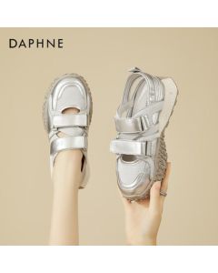 DAPHNE Women's Casual Shoes Summer Hollow-out Breathable Sneakers Lightweight Versatile Soft-Sole Comfortable Walking Shoes Silver 36