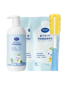 Dexter Baby Bottle & Fruit Vegetable Cleaner, Special Infant Tableware Detergent 300ml + Refill 300ml*2 + Bottle Brush