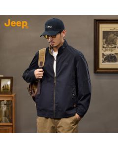 JEEP 2025 Autumn Reversible Stand Collar Jacket with Pockets - Men's Workwear Style Fashionable Versatile Open Front Coat