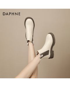 Daphne Martin Women's Boots 2025 New Autumn Winter Chelsea Boots Student Ankle Boots Beige Size 38