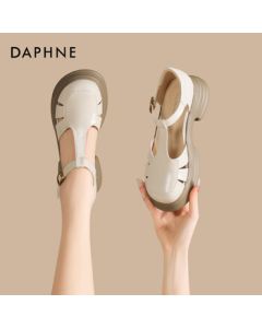 Daphne Women's Closed-Toe Sandals Summer New Thick-Sole Hollow Round-Toe Roman Sandals 4025101699 Beige 40