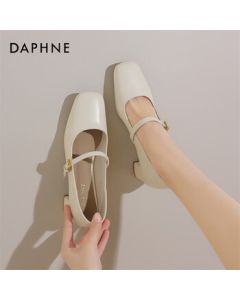 Daphne Women's Spring New Mary Jane Shoes Versatile Chunky Heel Leather Shoes 4025101078 Beige 37