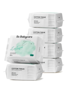 babycare Bunny Cotton Soft Towels 100% Pure Cotton for Baby, Dual-Purpose Dry & Wet Wipes, Facial Cleansing Towels, Disposable Face Towels, 100 Sheets per Pack, 6 Packs