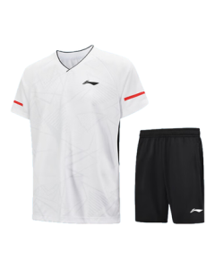 LI-NING Badminton Apparel Unisex Short-Sleeve Competition Set Two-Piece Club Series Sportswear Team Uniform