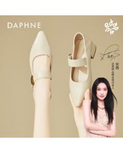 Daphne Mary Jane Shoes Women's French Casual Versatile Elegant Flats for Dresses Beige Size 40