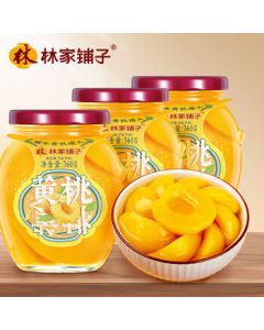 Lin's Shop Sugar Syrup Yellow Peach Canned Fruit 360g*3 Glass Jars, Ready-to-Eat Snack for Parents and Kids