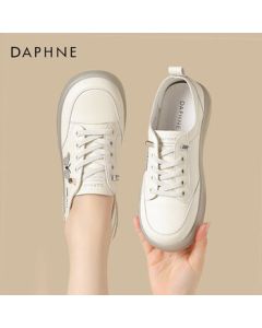 Daphne Women's Casual Shoes Lightweight Soft-Sole Sneakers Versatile Flat White Shoes 4024101060 Beige Gray 37