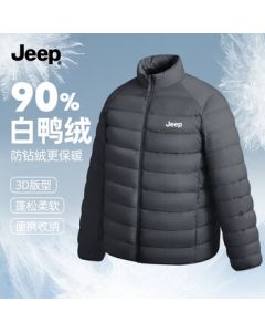 JEEP Men's Down Jacket - Winter Lightweight Comfortable Soft Warm Stand Collar Coat Outerwear Men's Apparel Gray L