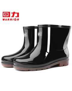 Warrior Rain Boots for Men, Fashionable Outdoor Kitchen Waterproof Slip-Resistant Durable HL5575 Black Size 41