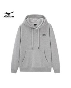Mizuno Unisex Outdoor Hoodie Loose Pullover Casual Long-Sleeve T-Shirt Top Light Gray 2XL