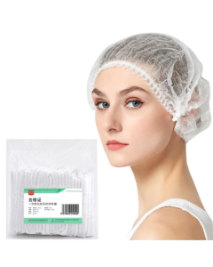 Anmei Shang (ams) Disposable Thickened Non-Woven Head Cover Breathable Mesh Hair Cap for Kitchen, Canteen, Chef, Dust-Free Workshop, Hygienic Anti-Stain Anti-Dust Hood (100 Pieces, White)