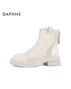Daphne (DAPHNE) Women's Martin Boots British Style Summer Boots Breathable Mesh Boots Women's Summer Hollow-Out Beige 40