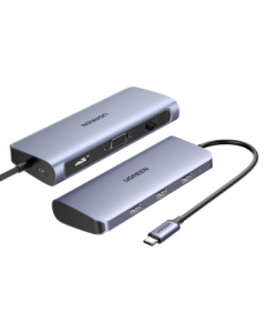UGREEN Type-C Hub USB-C to HDMI/VGA Dock with PD Fast Charging, Ethernet Adapter, 3.0 USB Splitter Compatible with iPhone 15/16 MacBook Huawei Laptop iPad