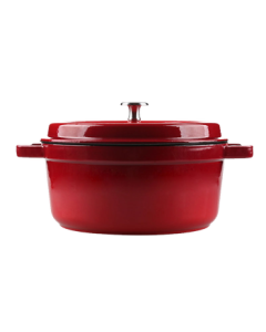 Joyoung Cast Iron Enamel Pot Multi-functional Home Use Soup Pot Steamer 24cm Red