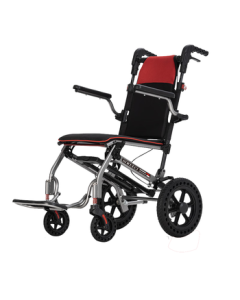 SIWEECI Manual Wheelchair Foldable Lightweight Travel Pushchair Portable with Pull Rod Airplane-Friendly Four-Wheel Pushcart