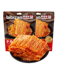 BIBIZAN Hand-Shredded Tofu Skin 400g Spicy Slices, Spicy Strips, Spicy Tofu Snacks, Old-School Nostalgic Bite-Sized Treats