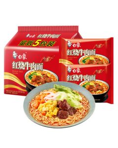 Baixiang Instant Noodles Classic Braised Beef Flavor 104g*5 Packets