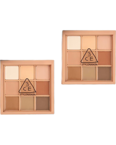 3CE SMOOTHER Rose Tender 9-Color Eyeshadow Palette 8g Matte for Beginners Daily Natural Makeup + Eyelash Glue Set