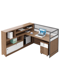 Shengli Financial Office Desk and Chair Screen Partition Workstation Cubicle Simple Modern Staff Desk Computer Desk Single Unit with Cabinet