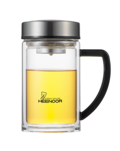 Xinuo Double-Wall Glass Cup for Men, Tea Infuser Tumbler, Office Water Cup with Premium Gift Box for Mid-Autumn Festival XN-9321 435mL