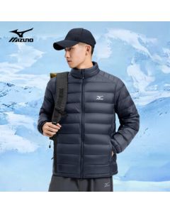 Mizuno Men's Outdoor Lightweight Down Jacket, Windproof Warm Casual Coat for Autumn and Winter, Navy Blue L