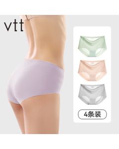 VTT Women's Underwear Seamless Breathable Cotton Gusset Mid-Rise Shorts Nude + Smoky Purple + Light Gray + Sky Blue M
