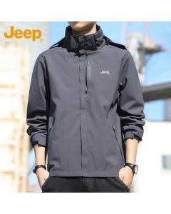 JEEP Men's Windbreaker Jacket - Loose Fit Casual Outerwear for Spring and Autumn, Dark Gray, 3XL