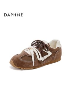 DAPHNE Suede Retro Flat Lightweight Versatile Casual Sports German Training Sneakers - Brown Size 35