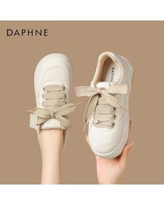 Daphne Women's Casual Shoes Versatile Thick-Soled Height-Increasing Sneakers Lightweight Loafers Shoes 4024101166 White Apricot 39
