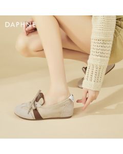 DAPHNE Retro Flat French Ballet Training Shoes for Women with Hidden Wedge, Fashionable and Comfortable Soft-Soled Low-Cut Casual Shoes - Beige, Size 35