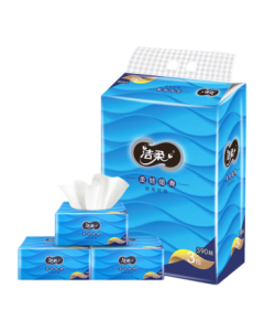 Jierou Facial Tissue, Soft & Thick 3-Ply 130 Sheets * 3 Packs, Blue Silk Touch Premium, 100% Virgin Wood Pulp